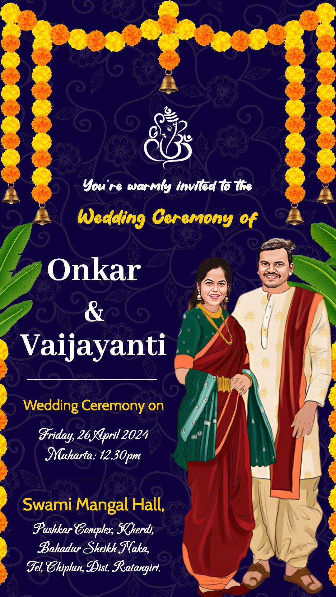 New Marathi Caricature wedding Invitation