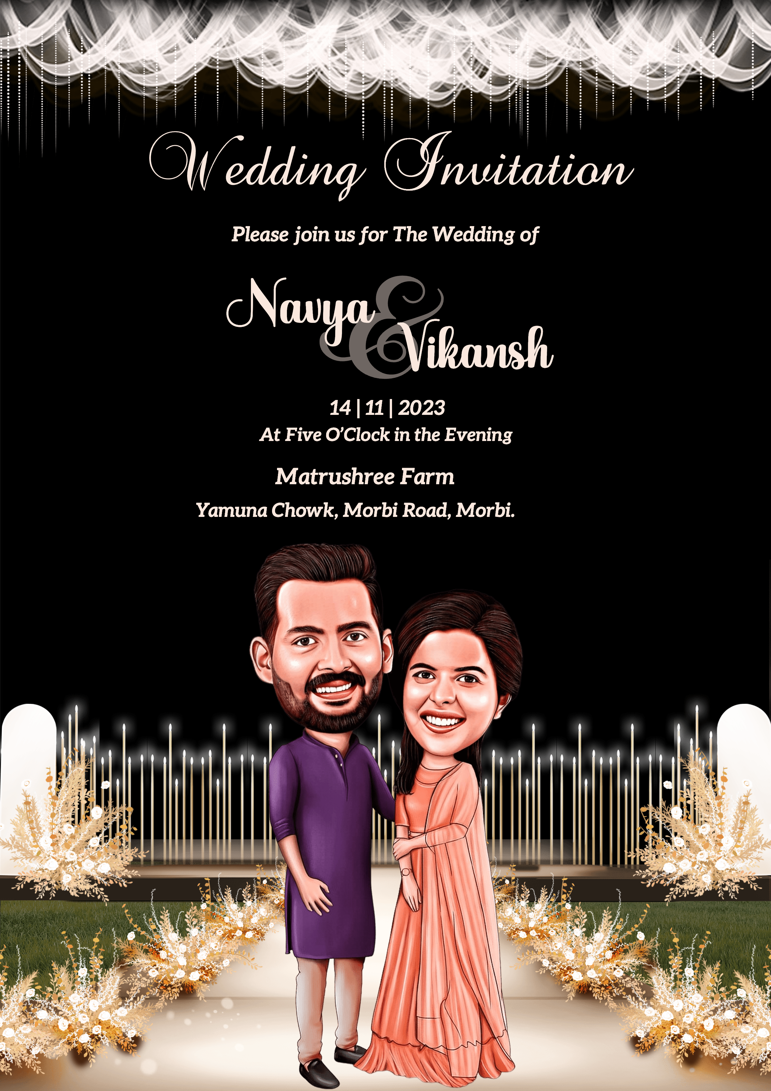 caricature wedding invitation Card